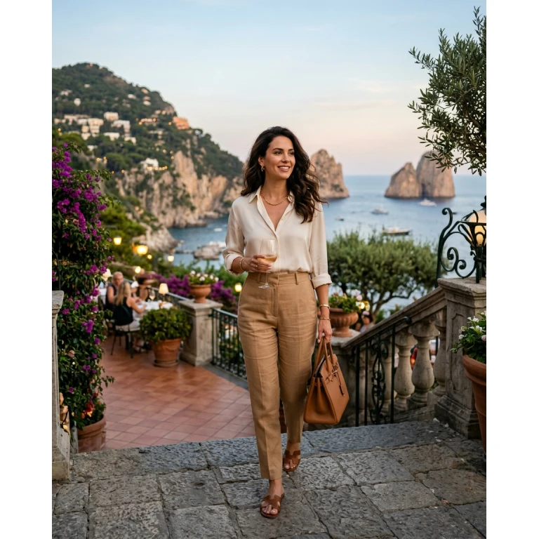 Gemma Deeks Style Guide: Smart Casual dinner outfit in Capri Summer 2026