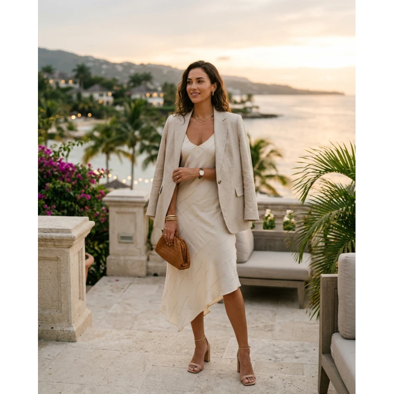 Gemma Deeks Style Guide: Smart Casual dinner outfit in Montego Bay Summer 2026