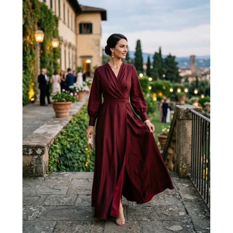 Gemma Deeks Style Guide: Smart Casual gala gown in Burgundy Summer 2026