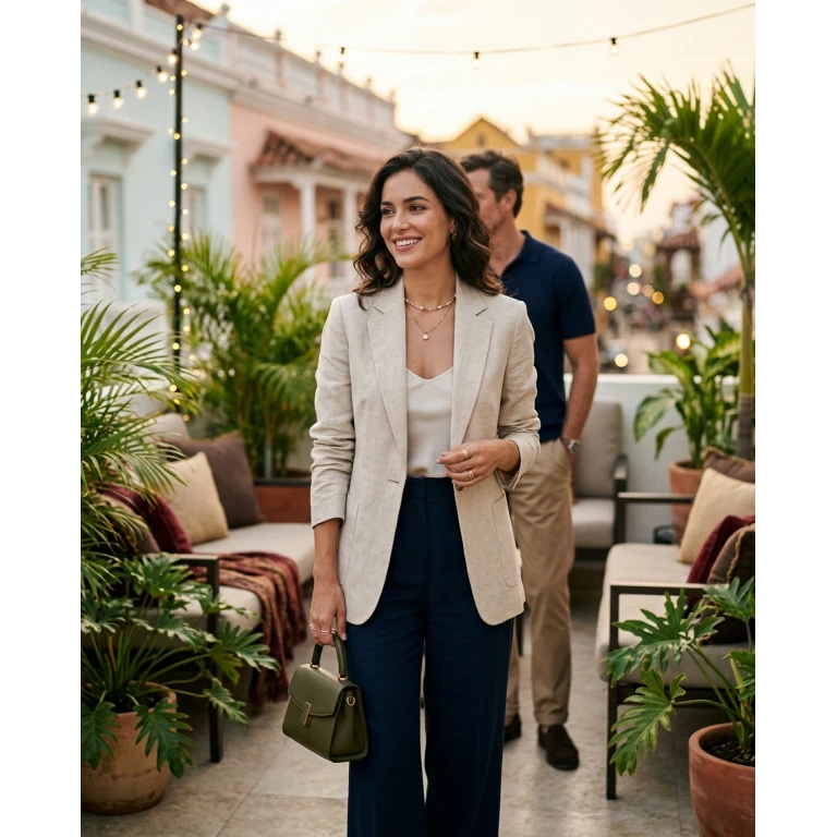 Gemma Deeks Style Guide: Smart Casual Holiday parties in Colombia Summer 2026