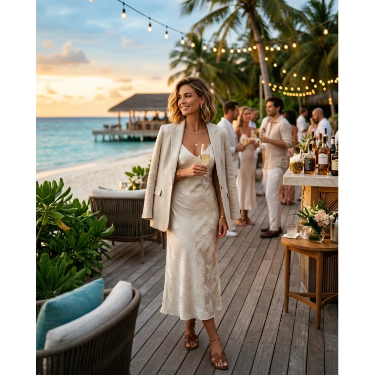 Gemma Deeks Style Guide: Smart Casual Holiday parties in Maldives Summer 2026