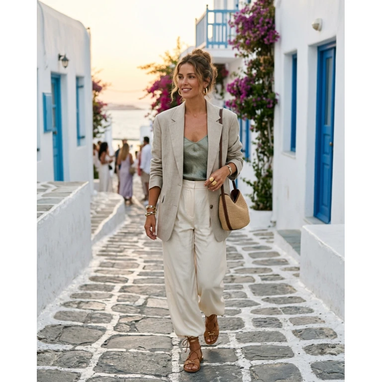 Gemma Deeks Style Guide: Smart Casual Holiday parties in Mykonos Summer 2026