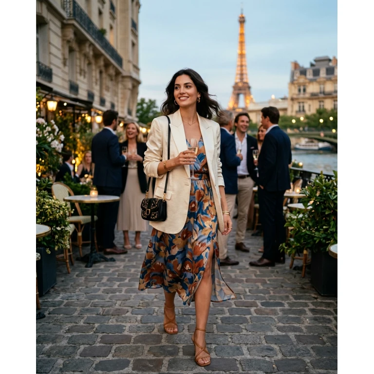 Gemma Deeks Style Guide: Smart Casual Holiday parties in Paris Summer 2026