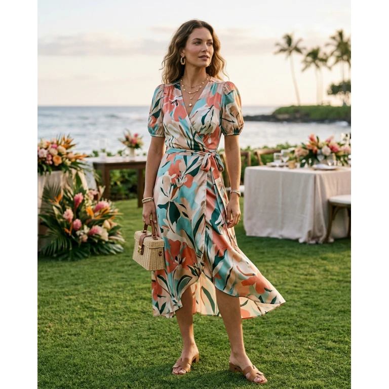 Gemma Deeks Style Guide: Smart Casual wedding guest dress in Hawaii Summer 2026