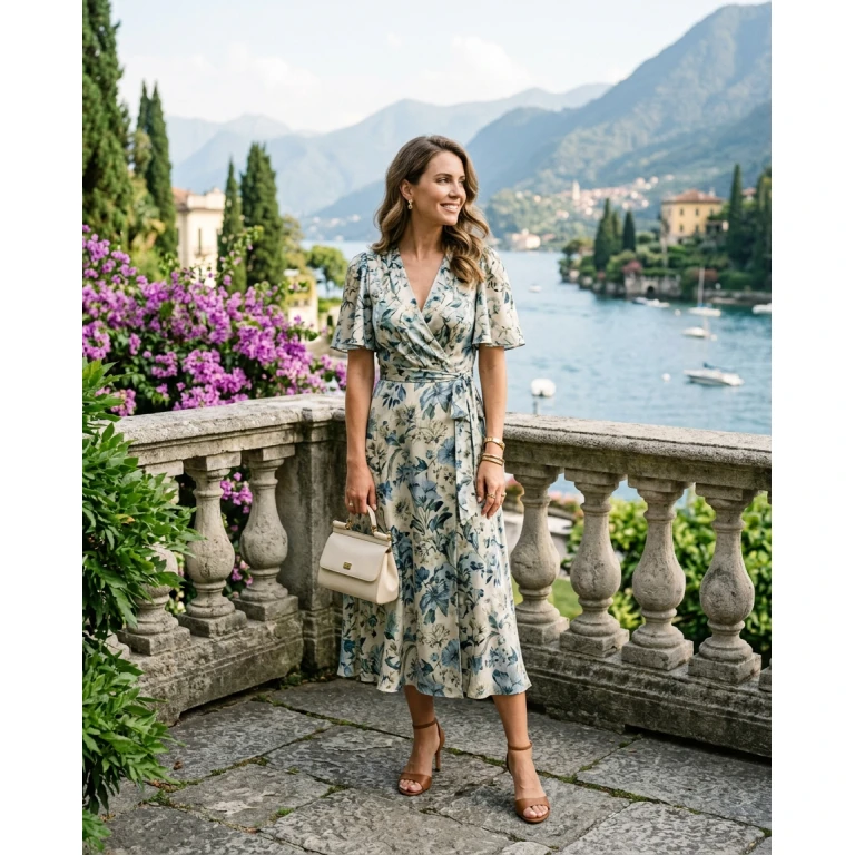 Gemma Deeks Style Guide: Smart Casual wedding guest dress in Lake Como Summer 2026
