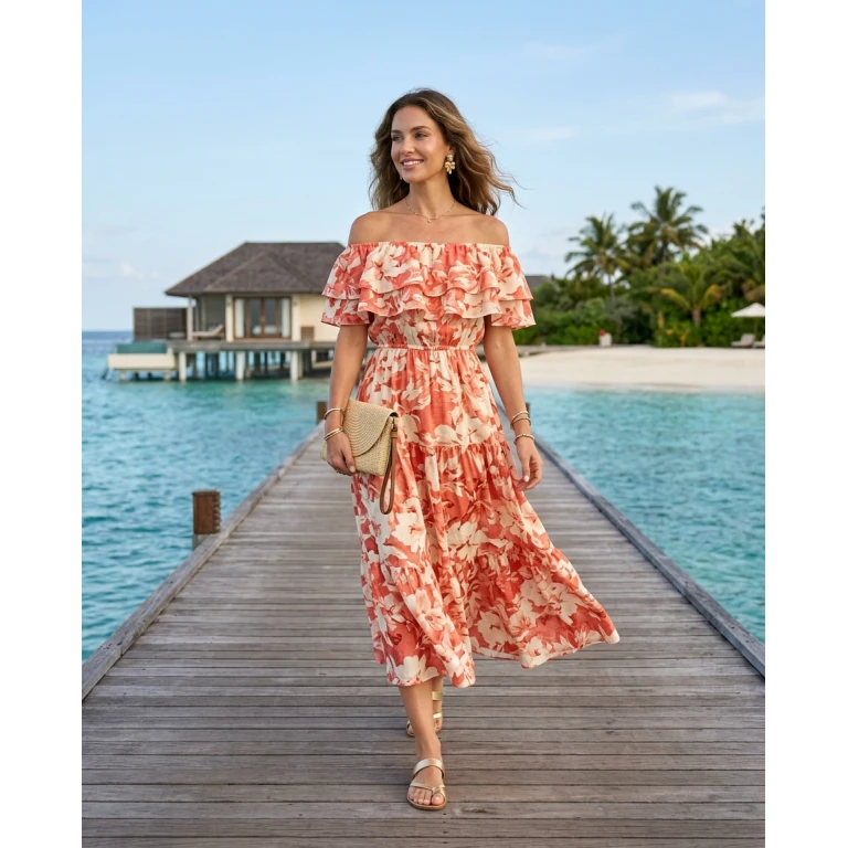 Gemma Deeks Style Guide: Smart Casual wedding guest dress in Maldives Summer 2026