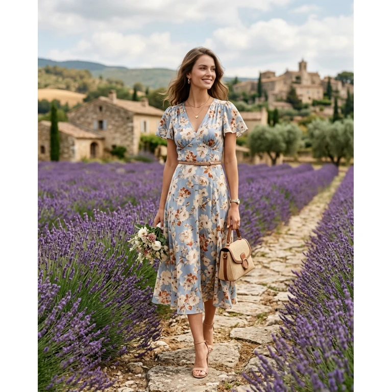 Gemma Deeks Style Guide: Smart Casual wedding guest dress in Provence France Summer 2026