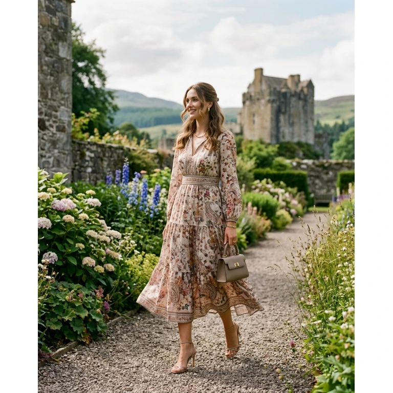 Gemma Deeks Style Guide: Smart Casual wedding guest dress in Scotland Summer 2026