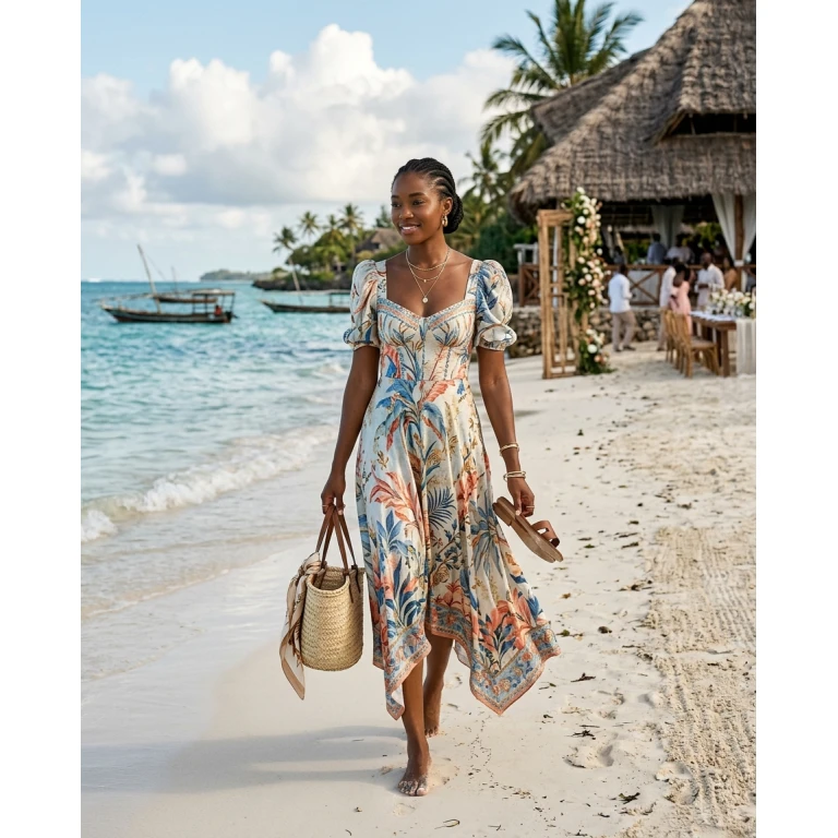 Gemma Deeks Style Guide: Smart Casual wedding guest dress in Zanzibar Summer 2026