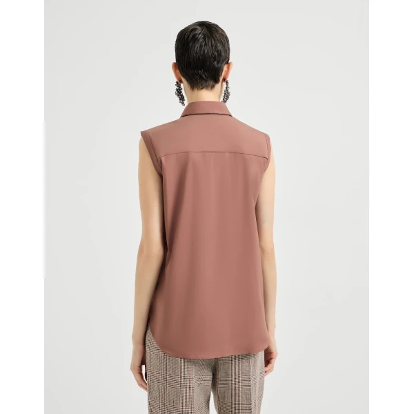 Brunello Cucinelli Stretch poplin shirt in Firebrick, view 3