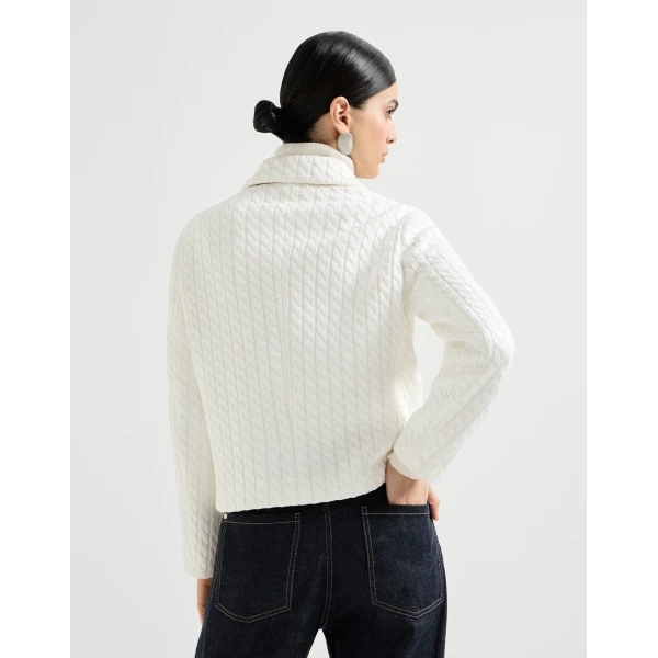 Brunello Cucinelli Cable knit blazer in White, view 3