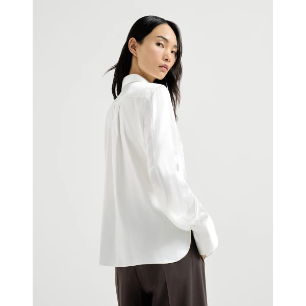 Brunello Cucinelli Satin shirt in White, view 3