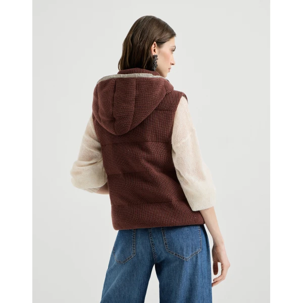 Brunello Cucinelli Knit down vest in Bordeaux, view 3