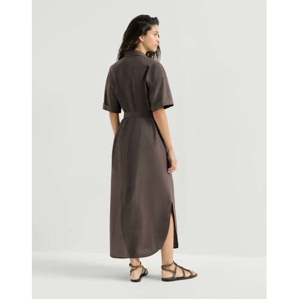 Brunello Cucinelli Dress with dazzling seabed embroidery in Brown, view 3