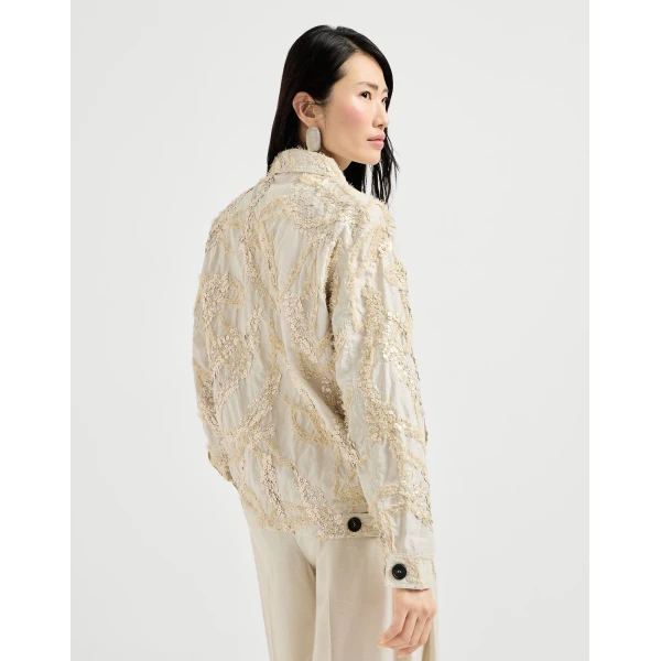 Brunello Cucinelli Dazzling seabed embroidery outerwear in Beige Jacket, view 3