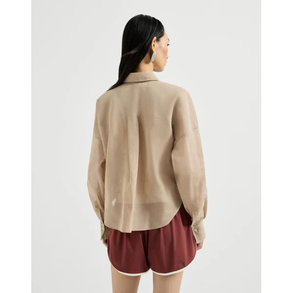 Brunello Cucinelli Organza shirt in Beige, view 3
