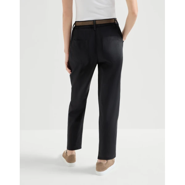 Brunello Cucinelli Five-pocket Track trousers in Black, view 3