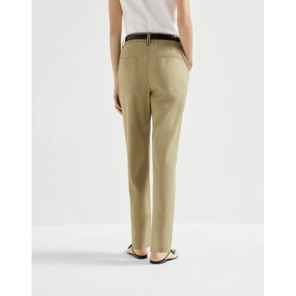 Brunello Cucinelli Five-pocket Track trousers in Khaki, view 3