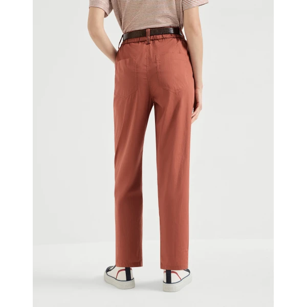 Brunello Cucinelli Five-pocket Track trousers in Orange, view 3