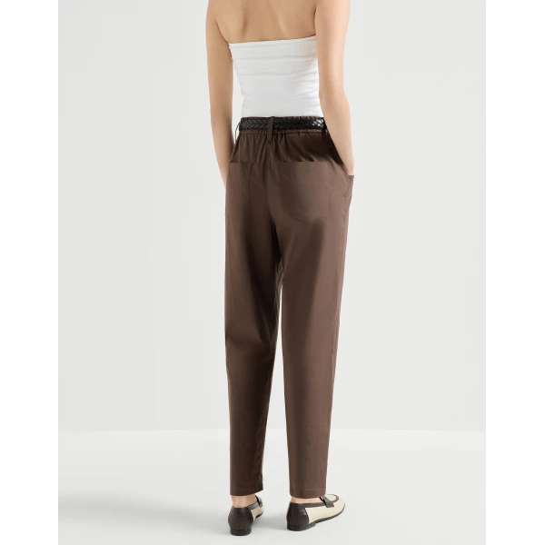 Brunello Cucinelli Five-pocket Track trousers in Chocolate, view 3