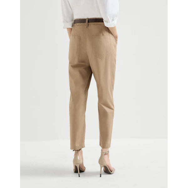 Brunello Cucinelli Five-pocket Track trousers in Sand, view 3