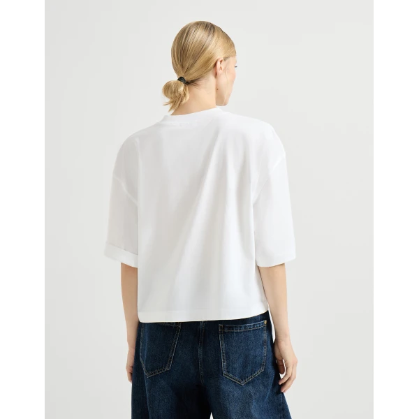 Brunello Cucinelli Cotton jersey T-shirt in White Top, view 3