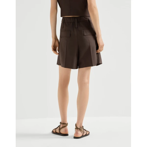 Brunello Cucinelli Formal shorts with monili in Cocoa, view 3