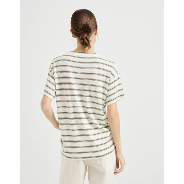 Brunello Cucinelli Sparkling stripe t-shirt Knit, view 3