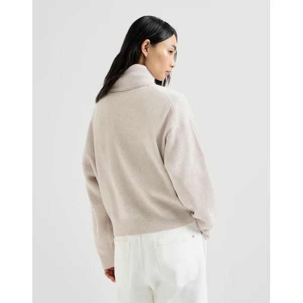 Brunello Cucinelli Wool, cashmere and silk sweater in Cool Beige, view 3