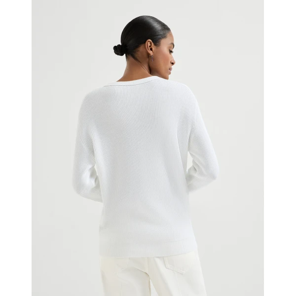Brunello Cucinelli Cotton sweater in White, view 3