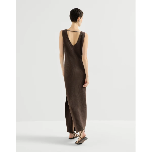 Brunello Cucinelli Rib knit dress in Brown, view 3