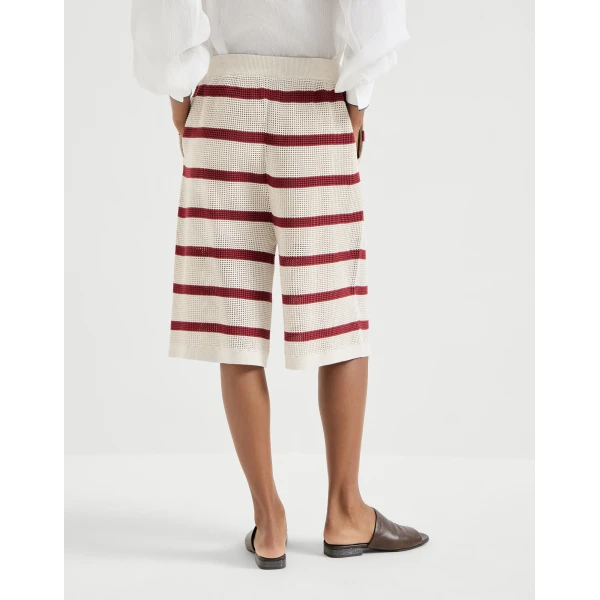Brunello Cucinelli Cotton net knit Bermuda shorts, view 3