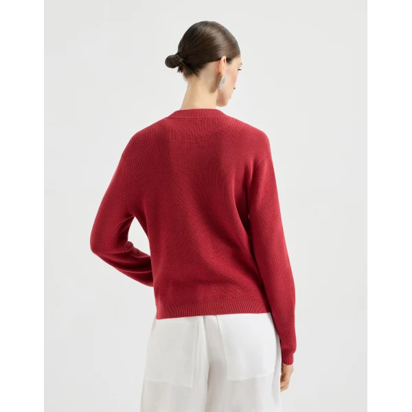 Brunello Cucinelli Cotton cardigan in Ruby, view 3
