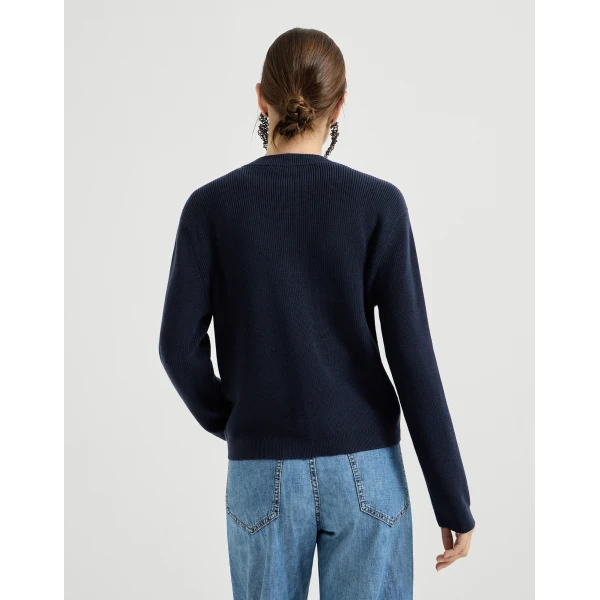 Brunello Cucinelli Cotton cardigan in Blue, view 3