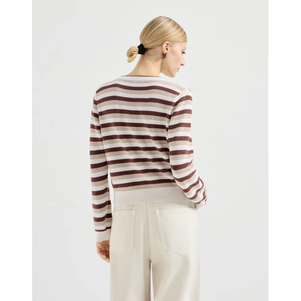 Brunello Cucinelli Cotton striped sweater, view 3