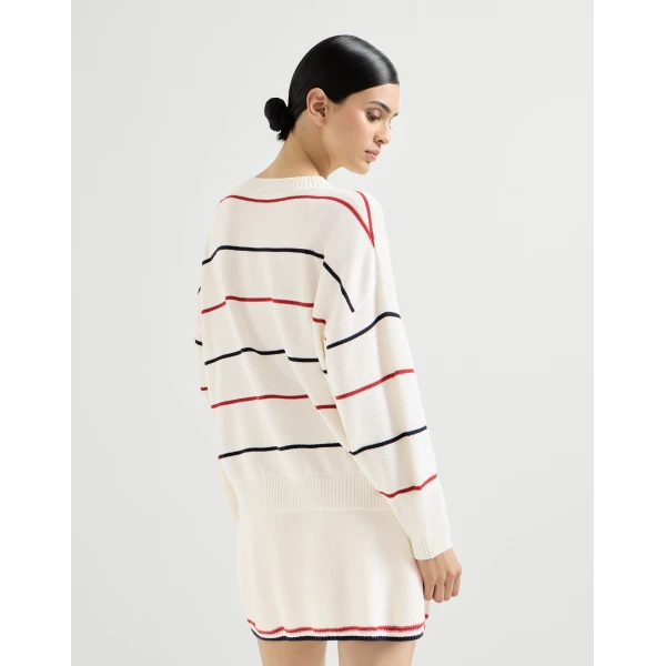 Brunello Cucinelli Textured stripe sweater, view 3