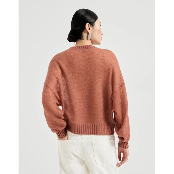Brunello Cucinelli Mohair and wool sweater in Orange, view 3