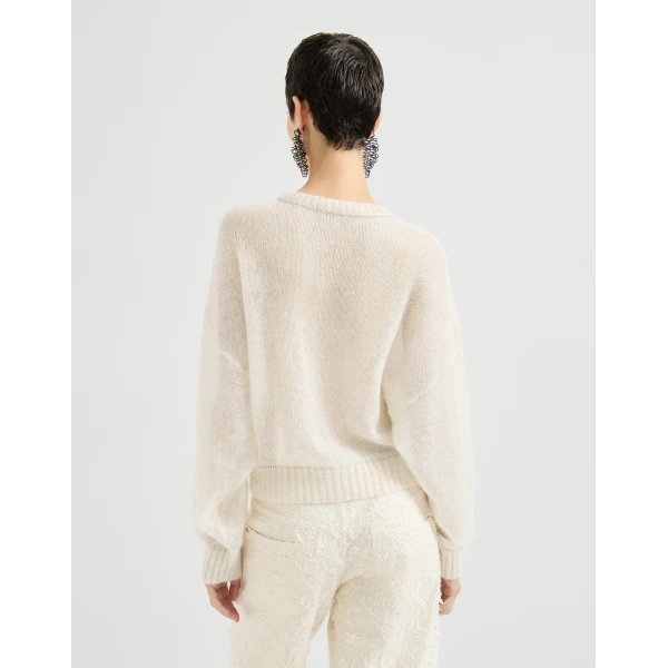 Brunello Cucinelli Mohair and wool sweater in Ivory, view 3