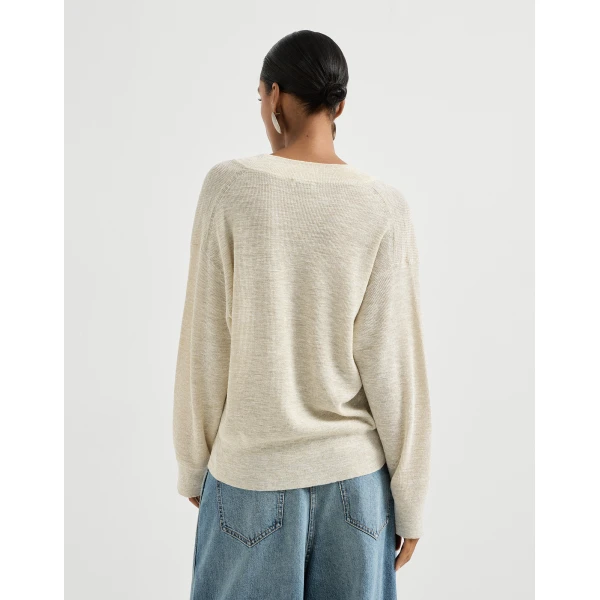 Brunello Cucinelli Linen sweater in Buff, view 3