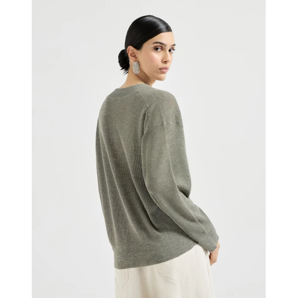 Brunello Cucinelli Linen sweater in Khaki, view 3