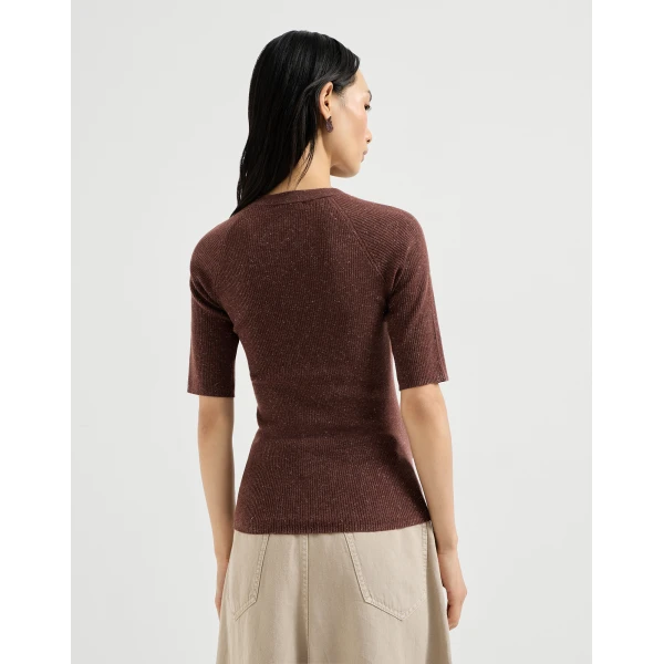 Brunello Cucinelli Sparkling cashmere sweater in Bordeaux, view 3