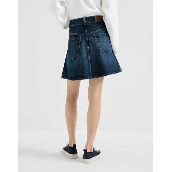 Brunello Cucinelli Denim mini skirt in Denim, view 3