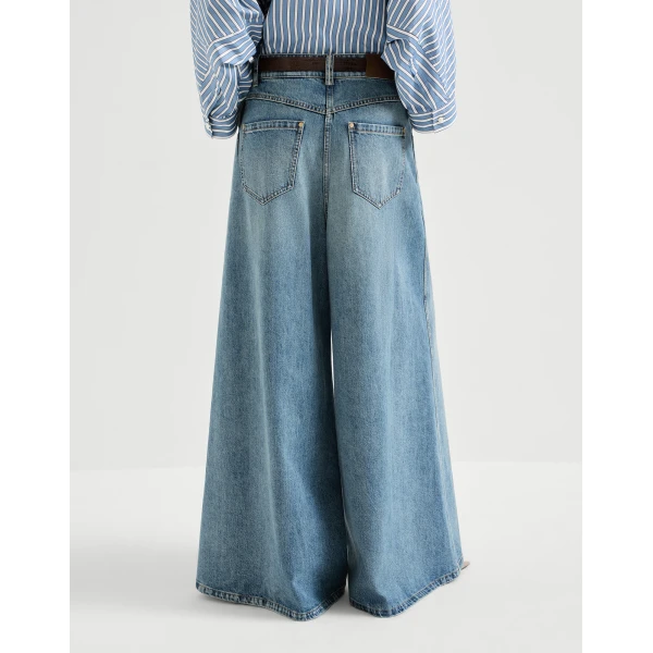 Brunello Cucinelli Maxi trousers in Denim, view 3