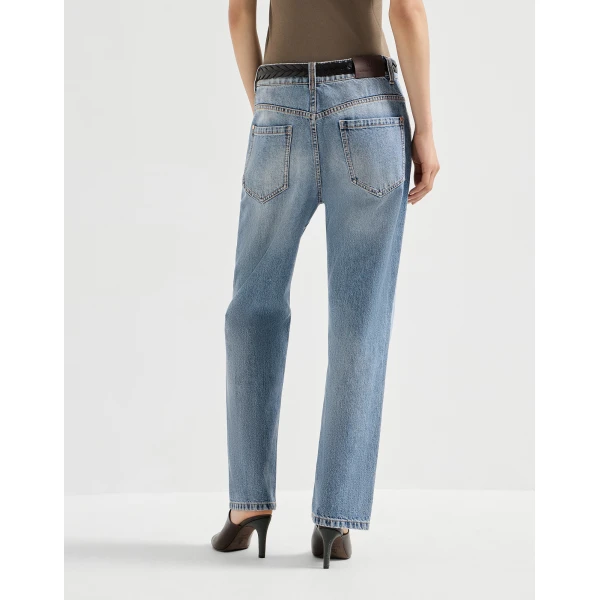 Brunello Cucinelli Retro five-pocket trousers in Light Denim, view 3