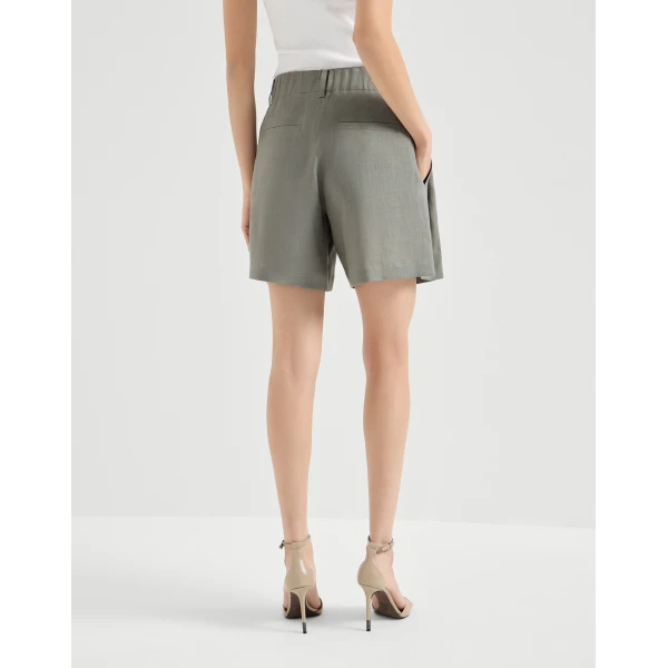 Brunello Cucinelli Linen shorts in Khaki, view 3
