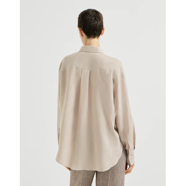 Brunello Cucinelli Linen shirt with monili in Beige, view 3