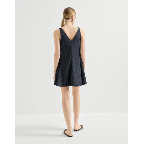 Brunello Cucinelli Mini dress in Dark Denim, view 3