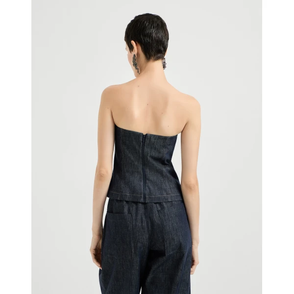 Brunello Cucinelli Bandeau top in Denim, view 3
