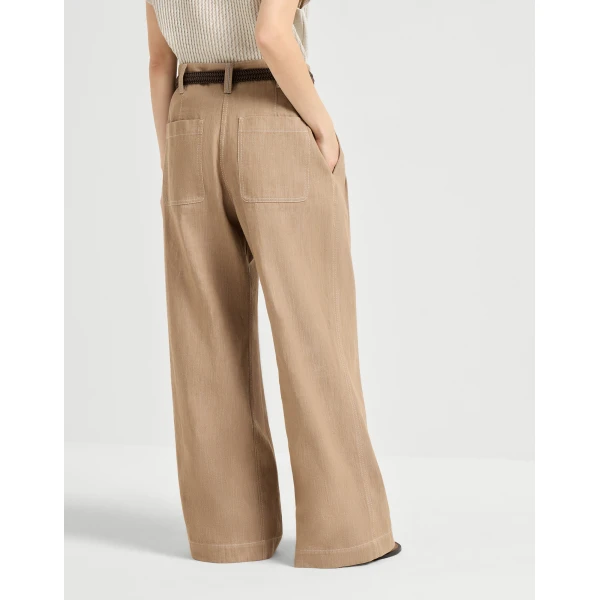 Brunello Cucinelli Wide Smart trousers in Desert, view 3