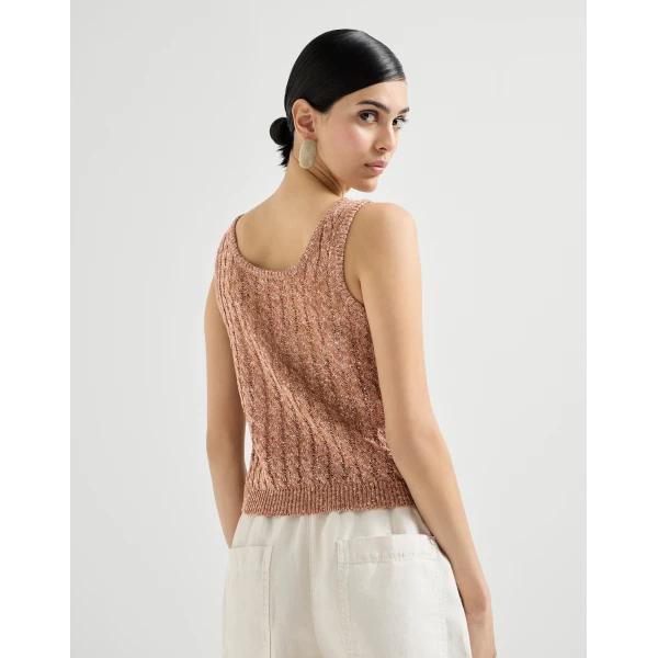 Brunello Cucinelli Dazzling cable top in Brown, view 3